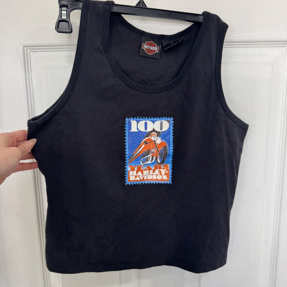 Vintage Harley Davidson Daytona Beach Postage Throwback Sleeveless Tank Cotton